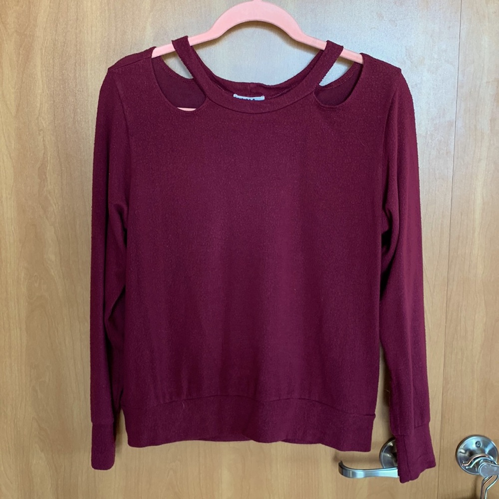 Burgundy Cut-out Sweater